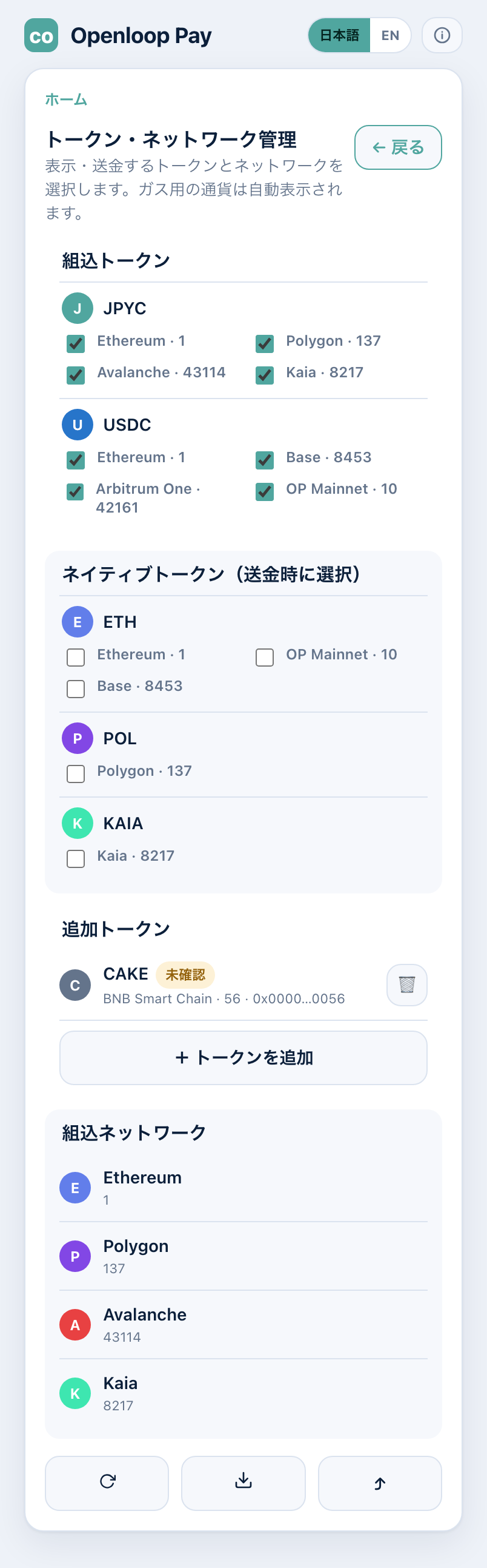 トークン・ネットワーク管理